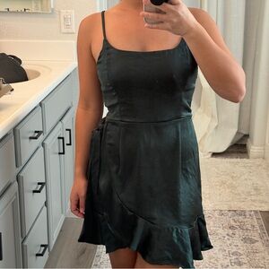 Elegant Dark Green Satin Dress